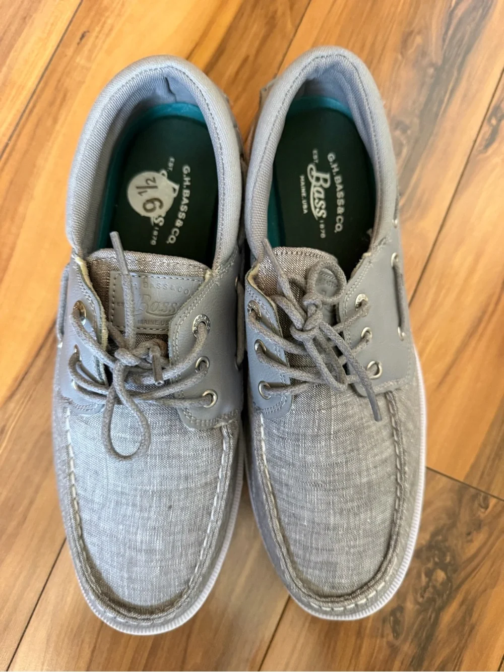 G.H.Bass &Co Men's Inshore Casual Gray Canvas Boat Shoes